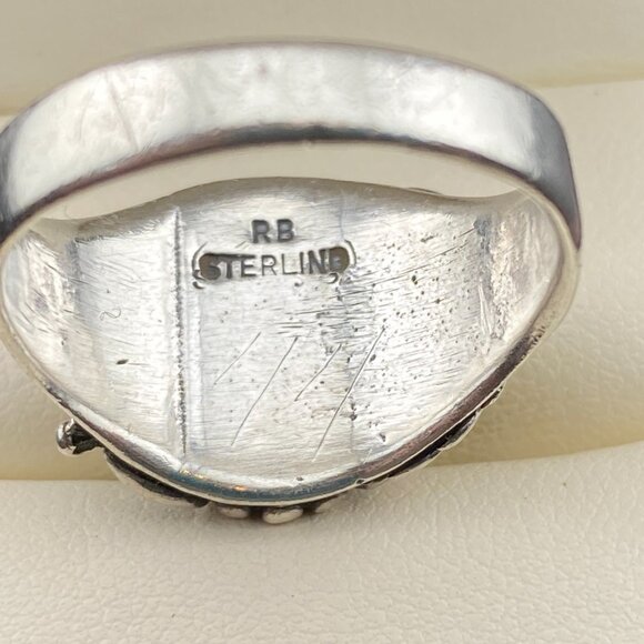 Richard Begay (RB) Navajo Sterling Silver Turquoise Ring Size 11.75 - 11.2 grams - Picture 9 of 15